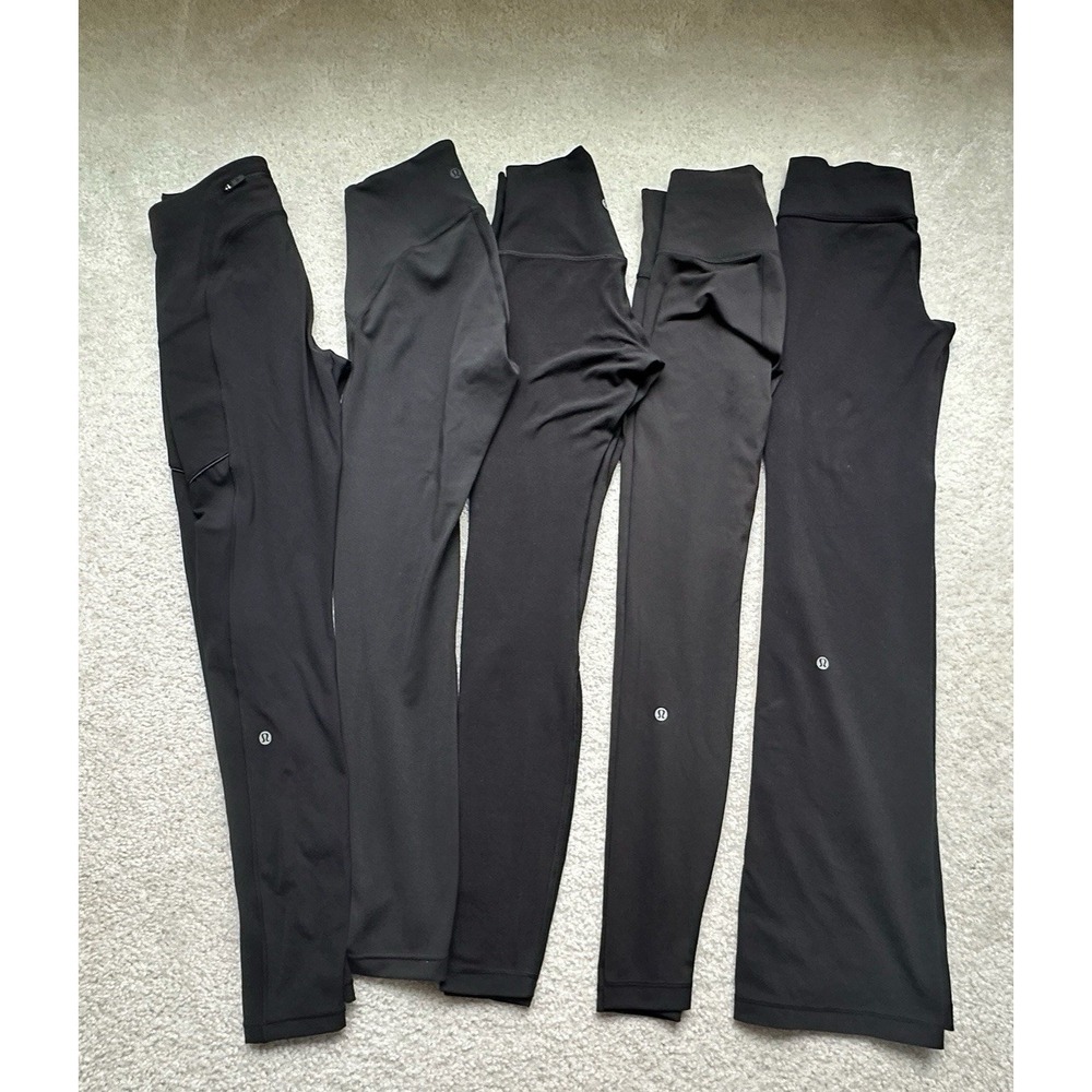 Lululemon Black Leggings Bundle Size 4 Lot of 5 Mixed Styles Pants Flared Tight